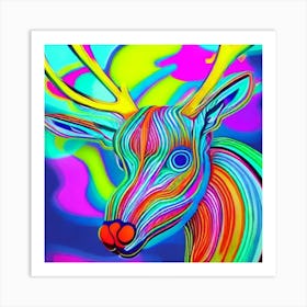 Santa Deer Art Print