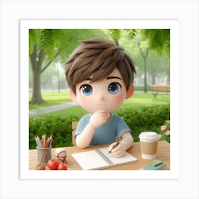 Boy thinking Art Print