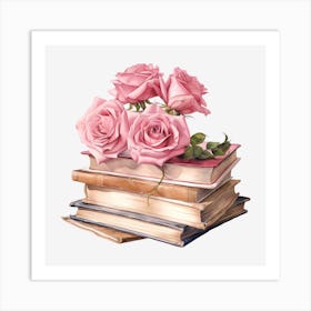 Roses On Books 4 Art Print