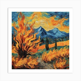 Fire In The Mountains Art Print