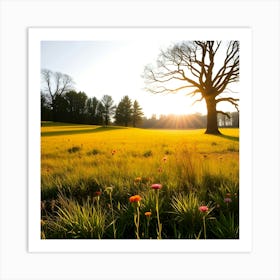 Sunset In A Field Art Print