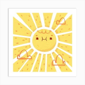 Happy face sun Art Print