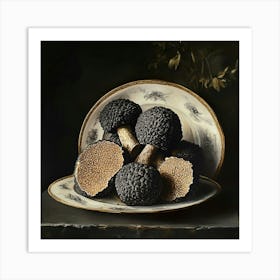 Black Truffles On A Plate Art Print