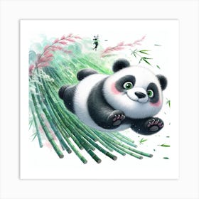 Panda Bear Flying Art Print