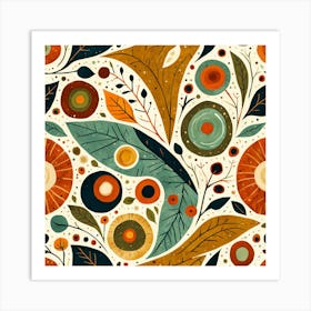 Floral Pattern, Floral Pattern, Abstract Piece With Organic Shapes And Earthy Colors art print Art Print