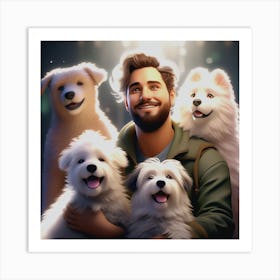 Man And His Dogs Art Print