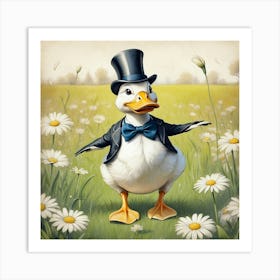 Duck In Daisies 1 Art Print