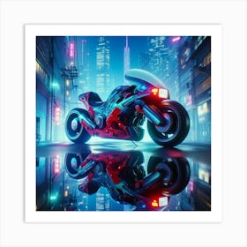 Futuristic Motorcycle In The City Art Print