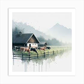 Cows In The Pasture Art Print