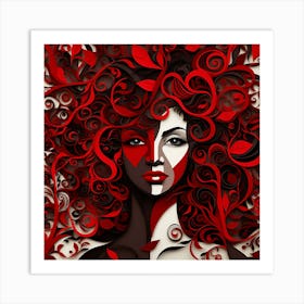 3d Woman With Red Hair Art Print