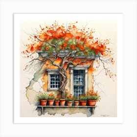 House With A Tree Art Print