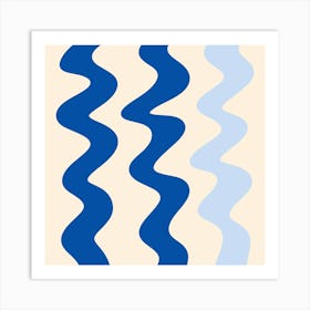 Squiggly Lines blue Art Print