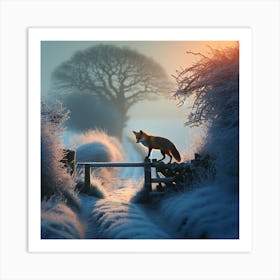 Fox In Frost Art Print