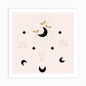 Diamonds And Moon Square Art Print