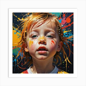 Child With Paint Splatters 2 Art Print