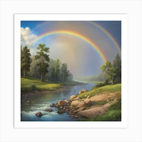 Rainbow Over The River Art Print 3 Art Print