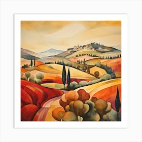 Mystical Palette: Italian Landscape's Abstract Whimsy Art Print