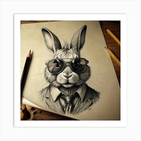 Rabbit In Glasses 1 Art Print