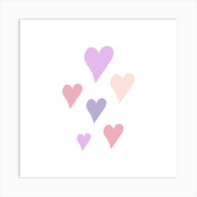 Cute colorful hand-drawn hearts Art Print