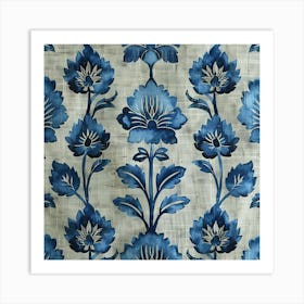 Blue And White Floral Pattern Art Print