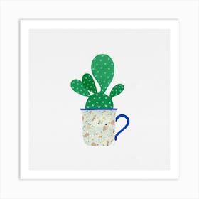 Cactus Houseplant Tea Cup Painting Art Print