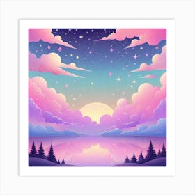 Sky With Twinkling Stars In Pastel Colors Square Composition 33 Art Print