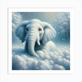 Elephant In Snow 1 Art Print