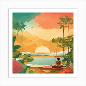 Yoga In The Jungle Art Print