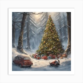 Christmas Tree In The Woods Art Print