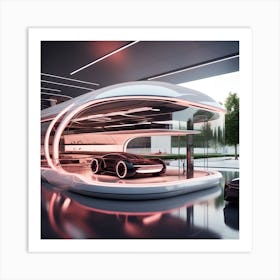 Futuristic Car Showroom 2 Art Print