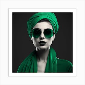 Woman In Green Turban Art Print