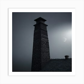 Moonlight Over A Chimney Art Print