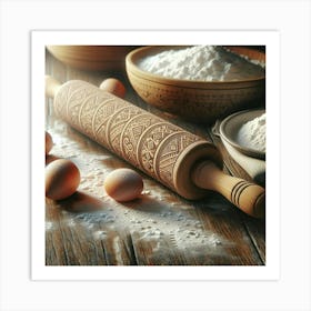 Rolling Pin And Eggs Art Print