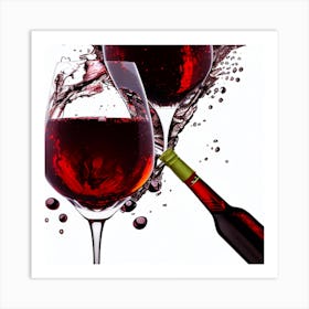 Red Wine Splash Art Print