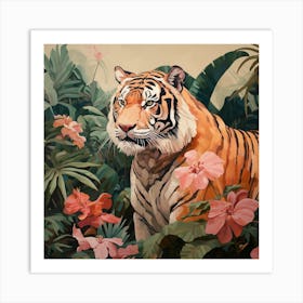 Tiger 6 Pink Jungle Animal Portrait Art Print