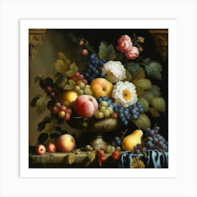 Fruit & Flowers Baroque Style 01 Art Print