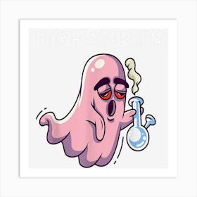 Ghost Smoking High Spirits Weed Pot Funny Cannabis Halloween Art Print