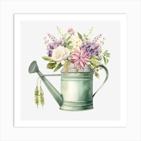 Watering Can With Flowers Art Print