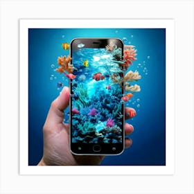 Firefly Vibrant Aquatic Smartphone Morphing Into Marine Life 5105 (2) Art Print