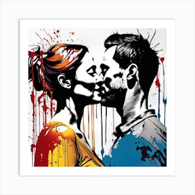 Kissing Couple Art Print