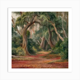 Tranquil Forest Reverie Twisted Trees And Rustling Leaves (4) Art Print