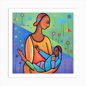 Mother And Child Abstract Fauvism 2 Art Print
