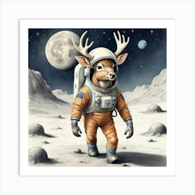 Astronaut Deer 5 Art Print