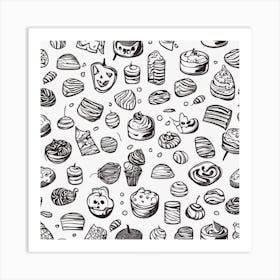 Halloween Doodles Seamless Pattern Art Print