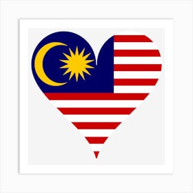 Heart Love Malaysia Asia South East Asia Flag Coat Of Arms Crescent Moon Art Print
