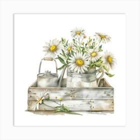 Daisies In A Crate Art Print