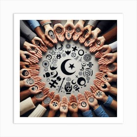 Islamic Symbols On Hands Art Print