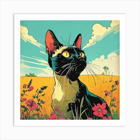 Cat In The Meadow 2 Art Print