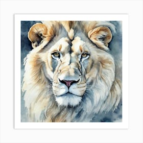 White Lion Watercolor Art Print