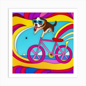 Dog riding a bike - AI artwork Art Print